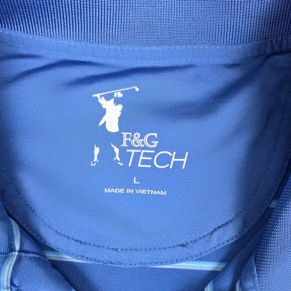 Fairway & Greene F&G Tech Large Blue Stripe Golf Polo Shirt The Ridge Logo - Picture 5 of 10